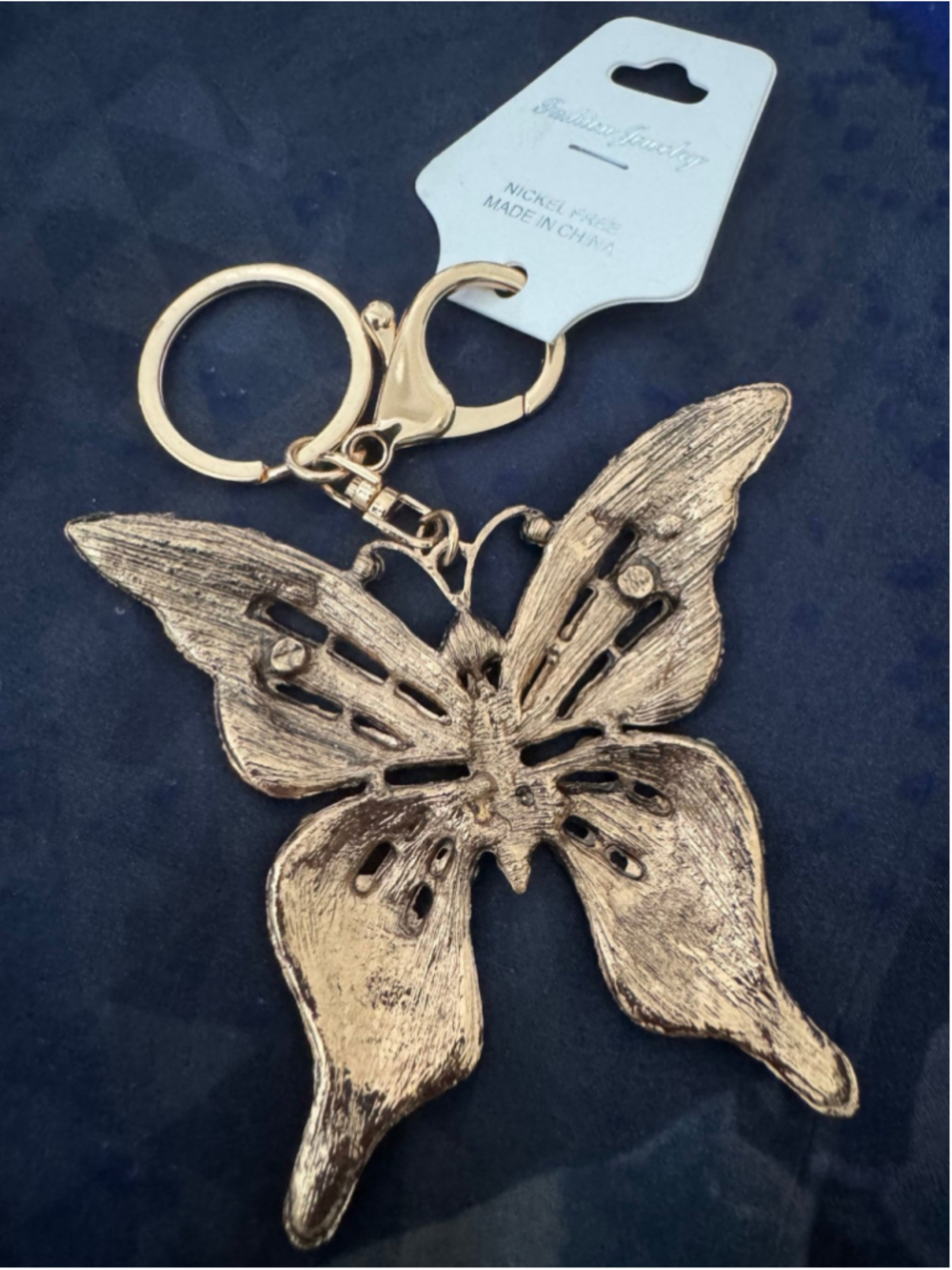 Large Multicolor Rhinestone Butterfly Keychain new - Picture 4 of 6